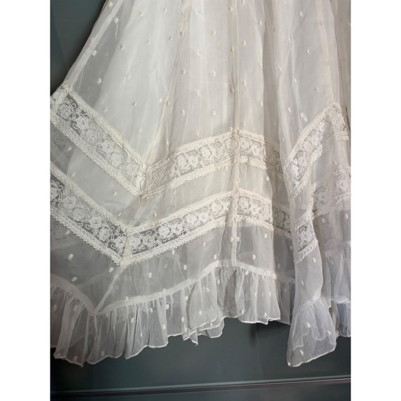 Anthropologie Not So Serious Lydia Petticoat Midi Skirt White Lace Ruffle Womens - Picture 6 of 9